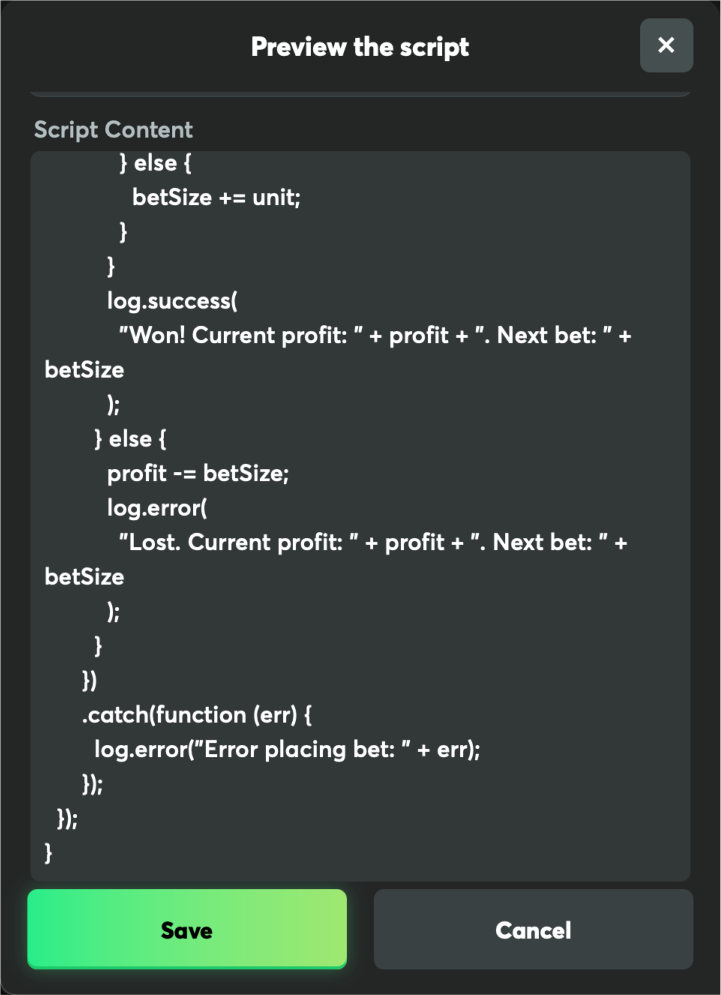 BC.GAME crash game script Auto mode
