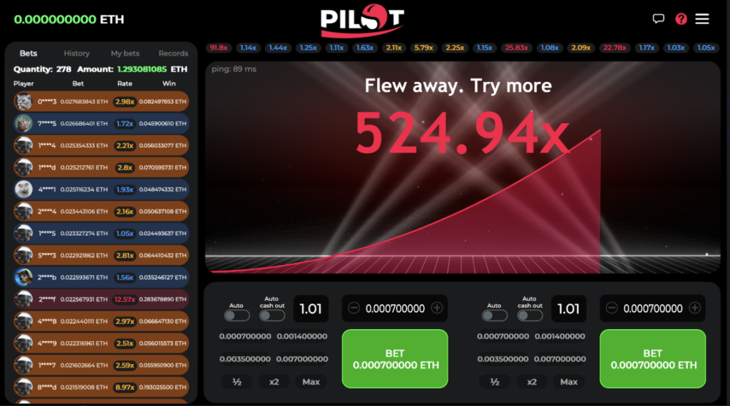 Gamzix Pilot crash gambling game