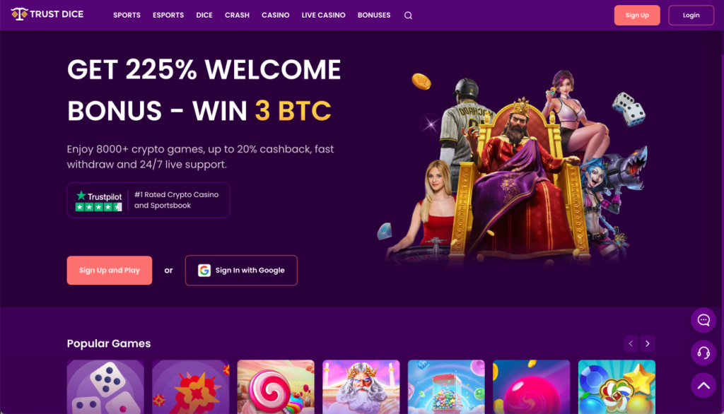Visit TRUST DICE Trustdice Casino on Desktop