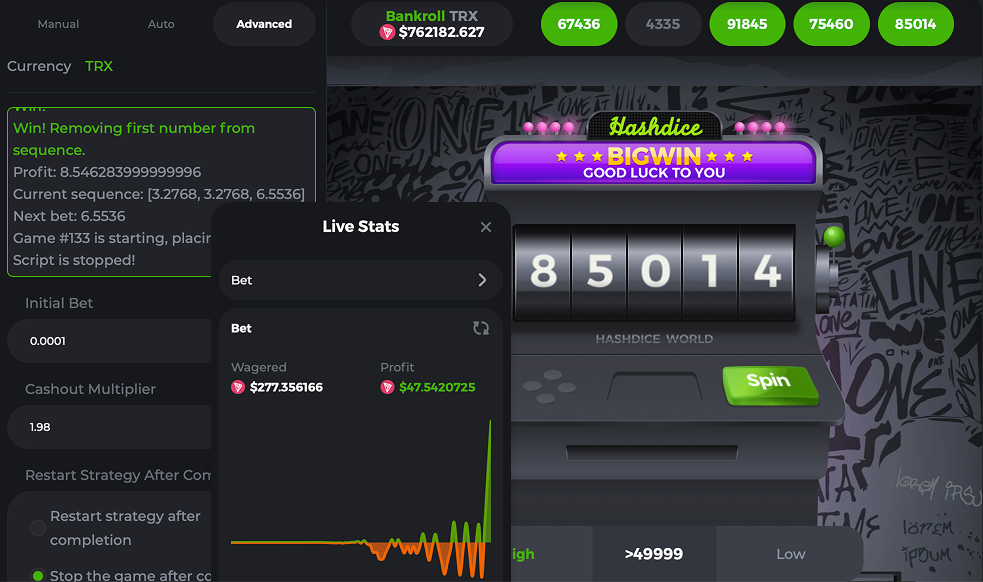 HashDice on BC Game strategy autobet