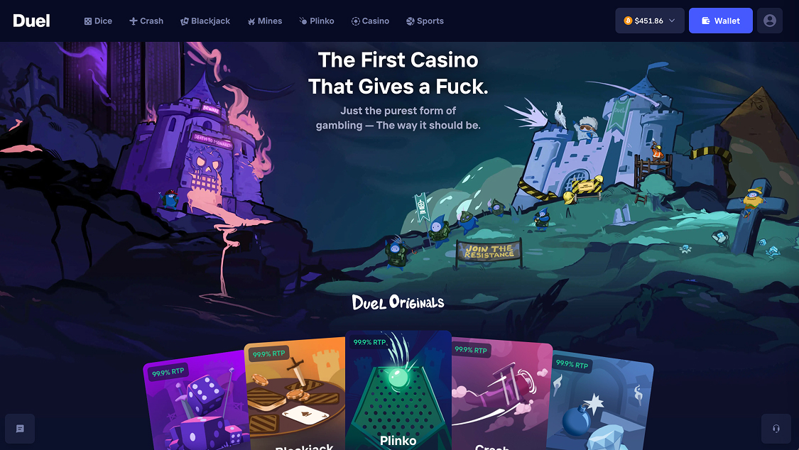Duel.com casino on desktop