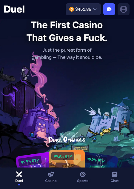 Duel.com casino mobile app