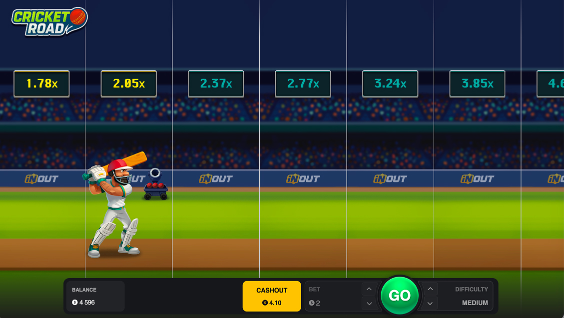 Cricket road crash game inout games