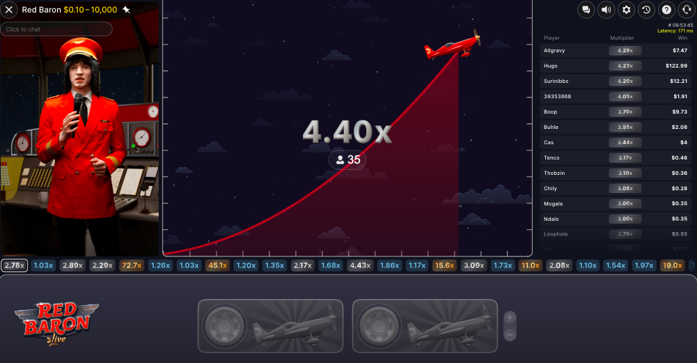 Red Baron Evolution live crash game