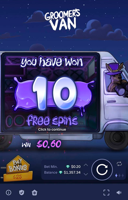 groomers van free spins