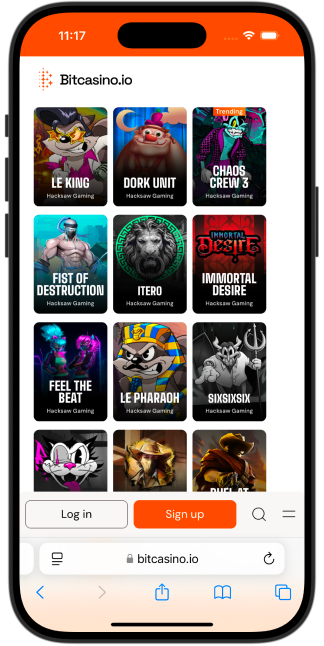 Hacksaw Bitcasino mobile app