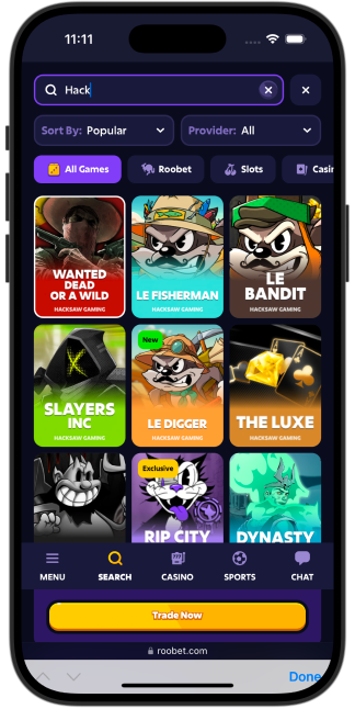 Hacksaw Roobet mobile app